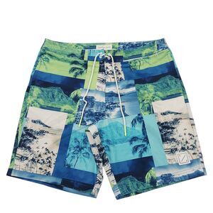 American Eagle Board Shorts Mens Large Blue Tropical Print Surfing Swimming